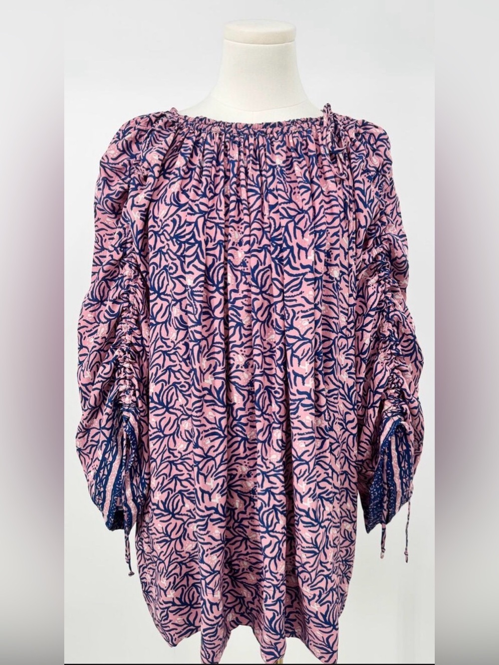 Natalie Martin Jessica Pink Floral Silk Dress Smocked Mini Boho Flowy XS